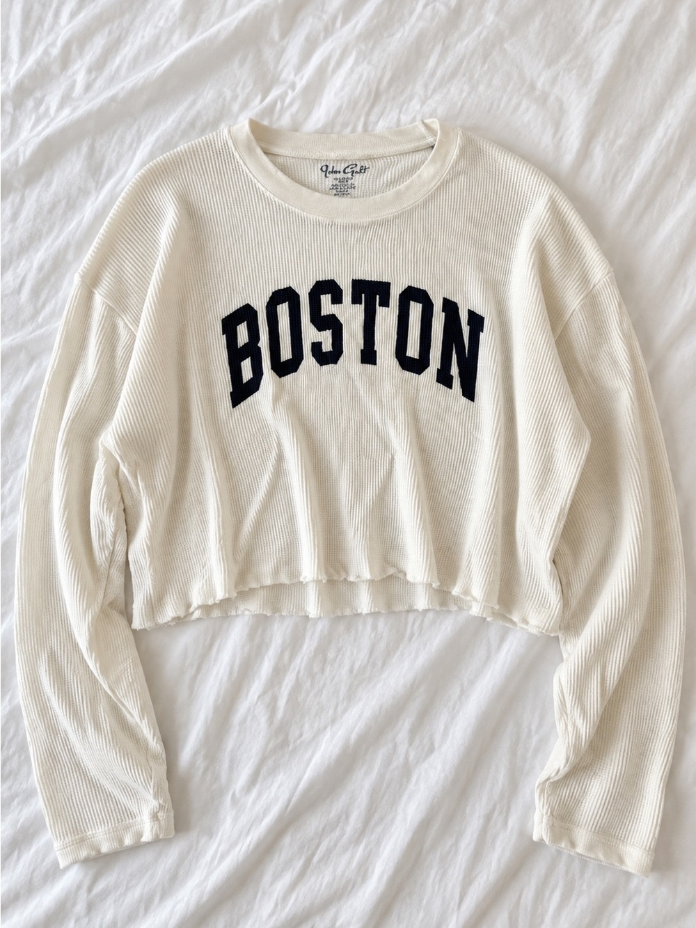 Brandy Melville John Galt White 'Boston' Crewneck Sweater